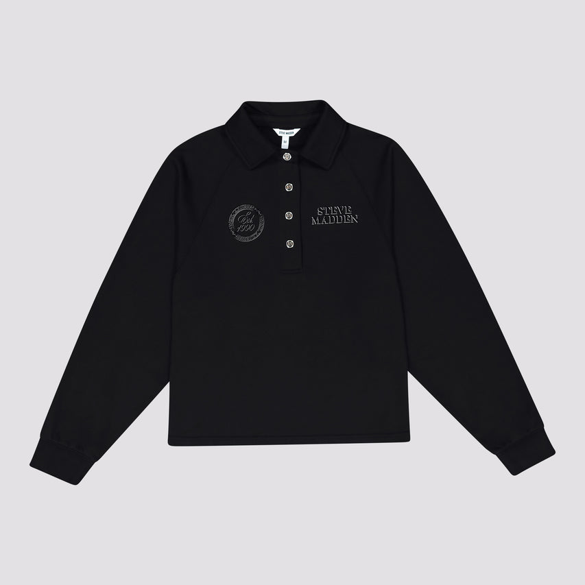 VALENTINA BLACK OVERSIZED POLO TOP - view 6
