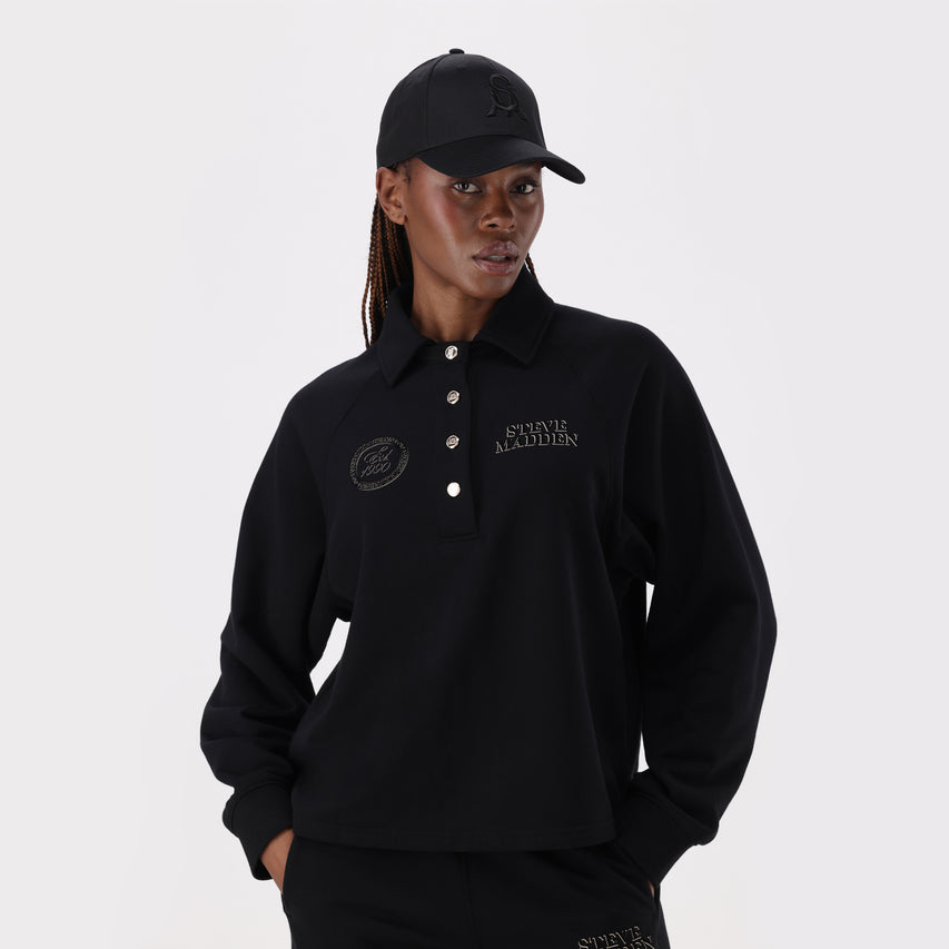 VALENTINA BLACK OVERSIZED POLO TOP