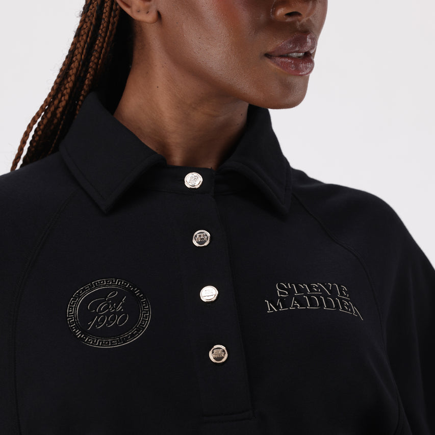 VALENTINA BLACK OVERSIZED POLO TOP - view 2