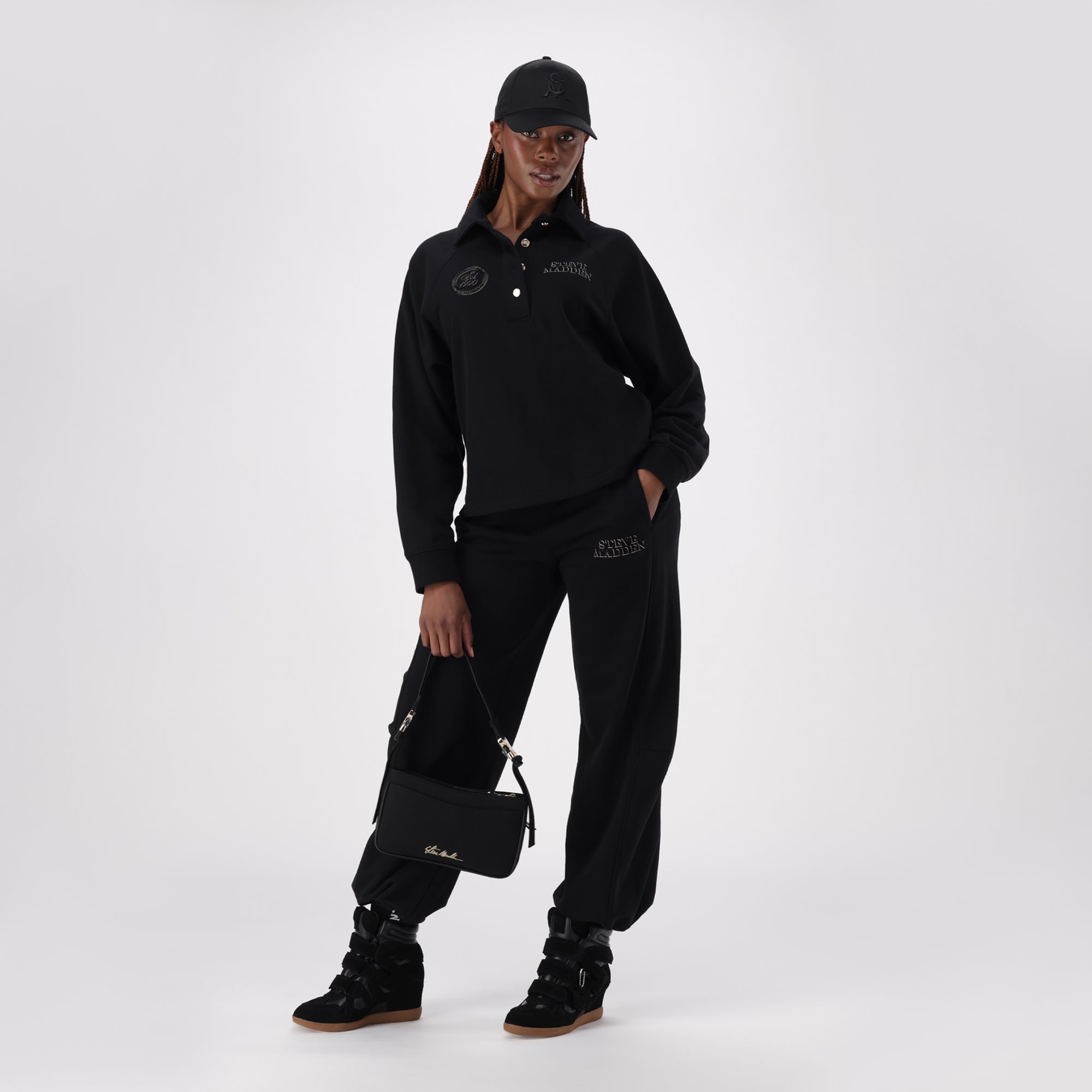 VALENTINA BLACK OVERSIZED POLO TOP - view 3