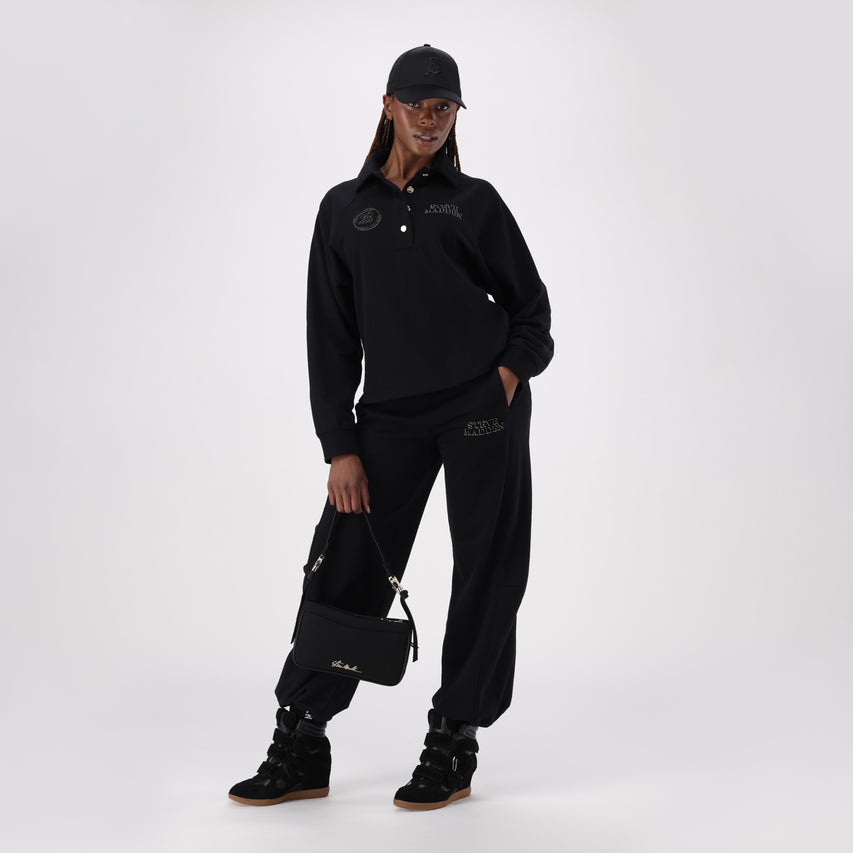 VALENTINA BLACK OVERSIZED POLO TOP - view 3