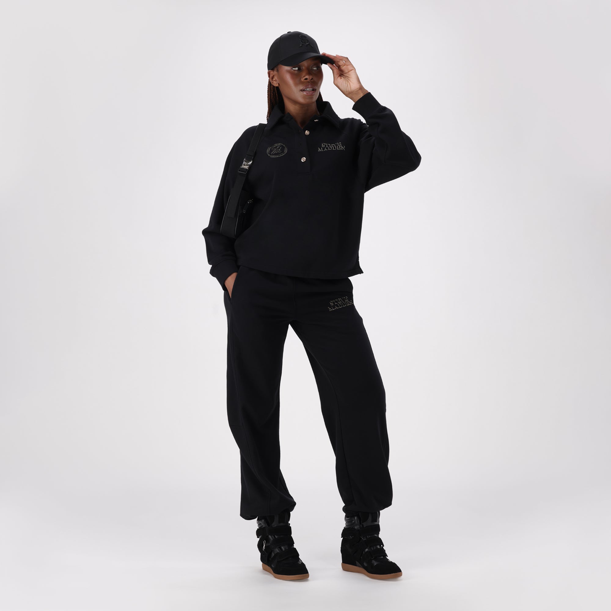 VALENTINA BLACK OVERSIZED POLO TOP - view 4