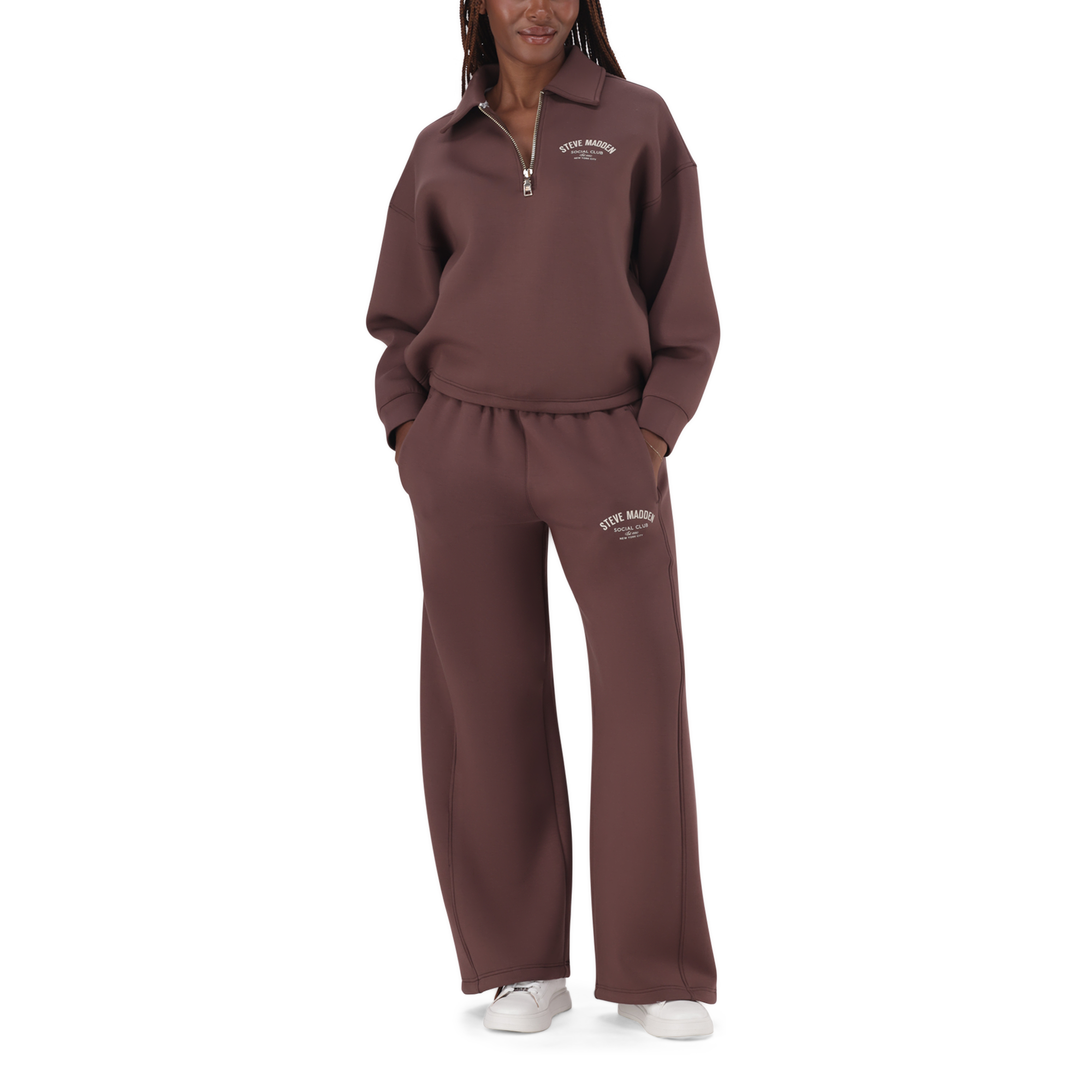JULIAN BROWN/CHOCOLATE SCUBA SWEAT WITH COLLAR & ZIP - view 2