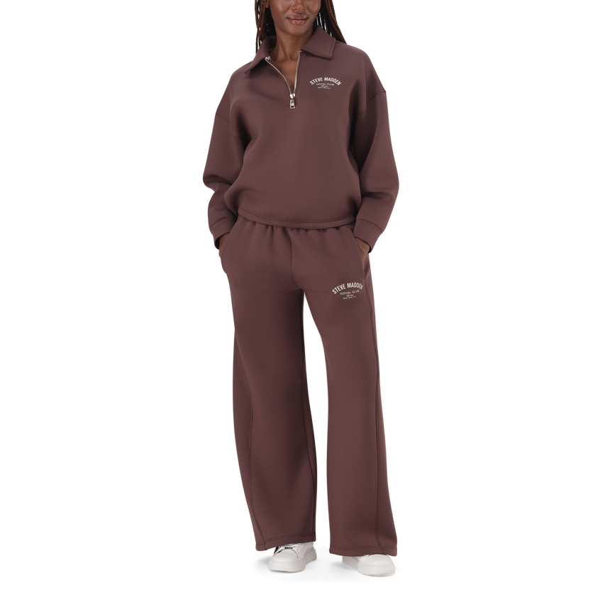 JULIAN BROWN/CHOCOLATE SCUBA SWEAT WITH COLLAR & ZIP - view 2