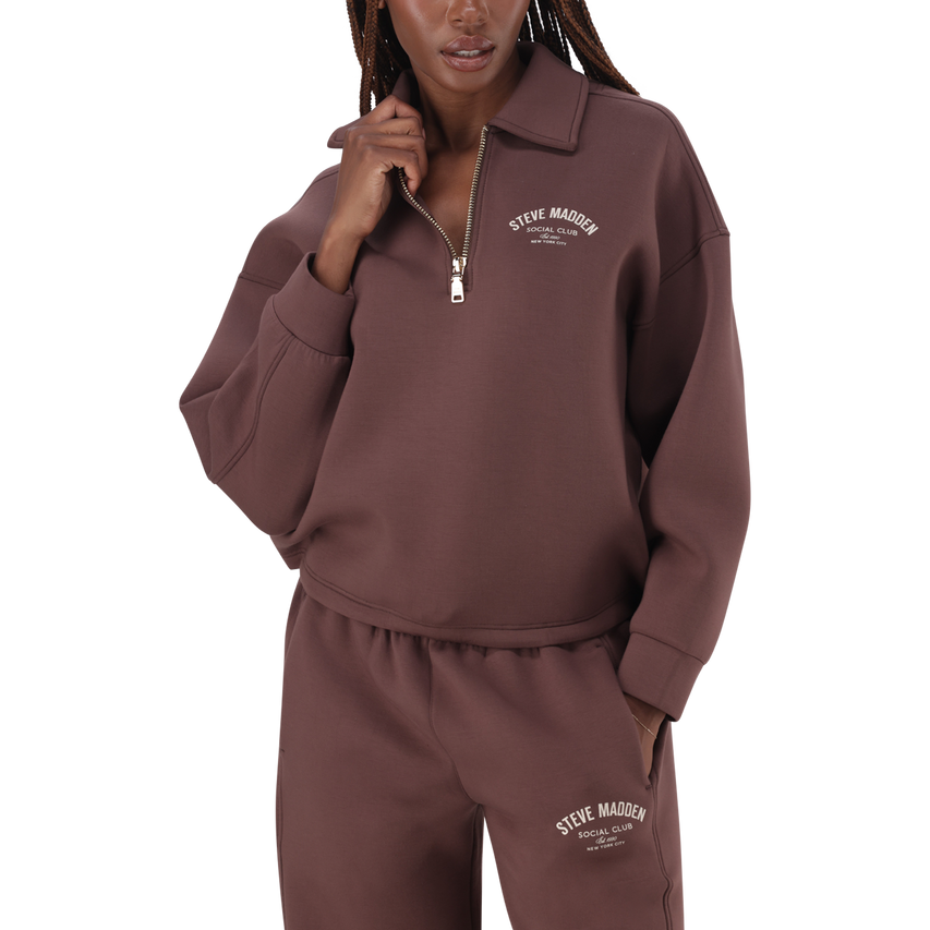 JULIAN BROWN/CHOCOLATE SCUBA SWEAT WITH COLLAR & ZIP