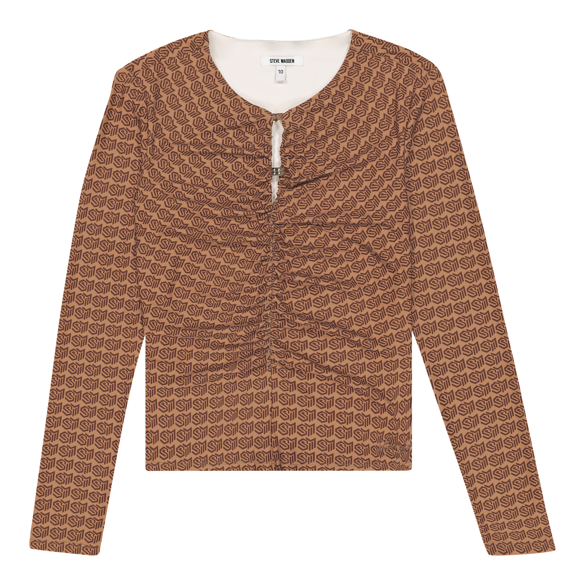 PAMELA BROWN/CHOCOLATE TOP WITH GATHERS & GOLD TRIM