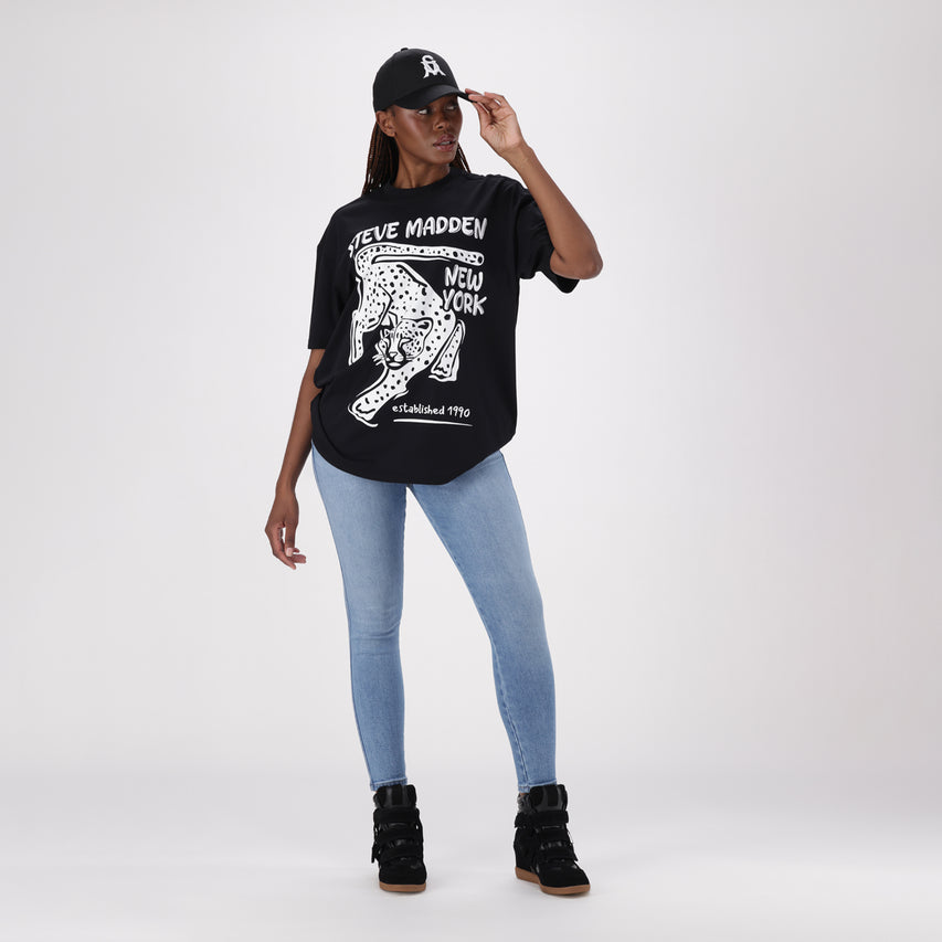 ESME BLACK OVERSIZED GRAPHIC T- SHIRT