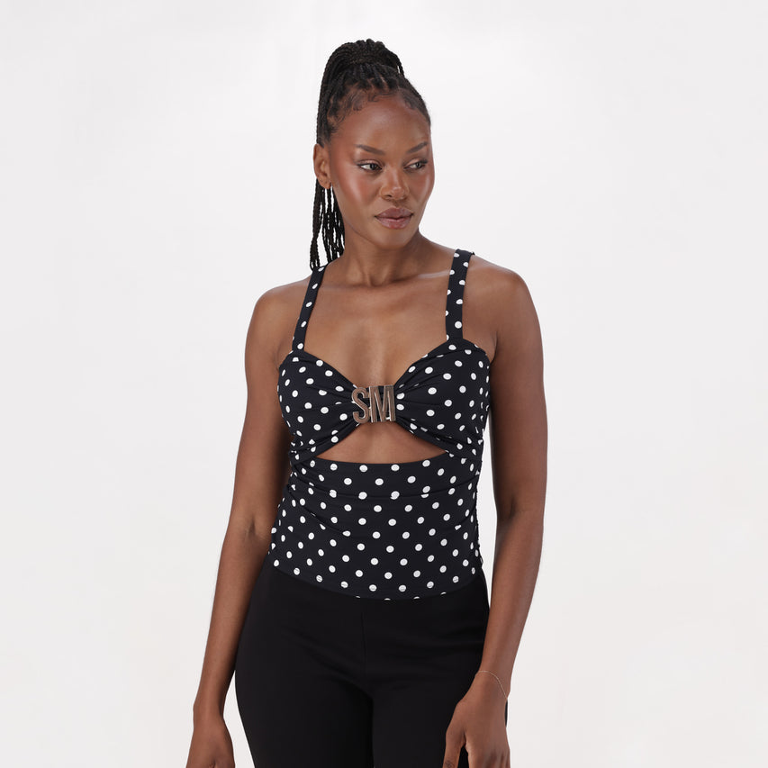 MARIA WHITE/BLACK  STRAPPY TOP WITH SM BUCKLE - view 3