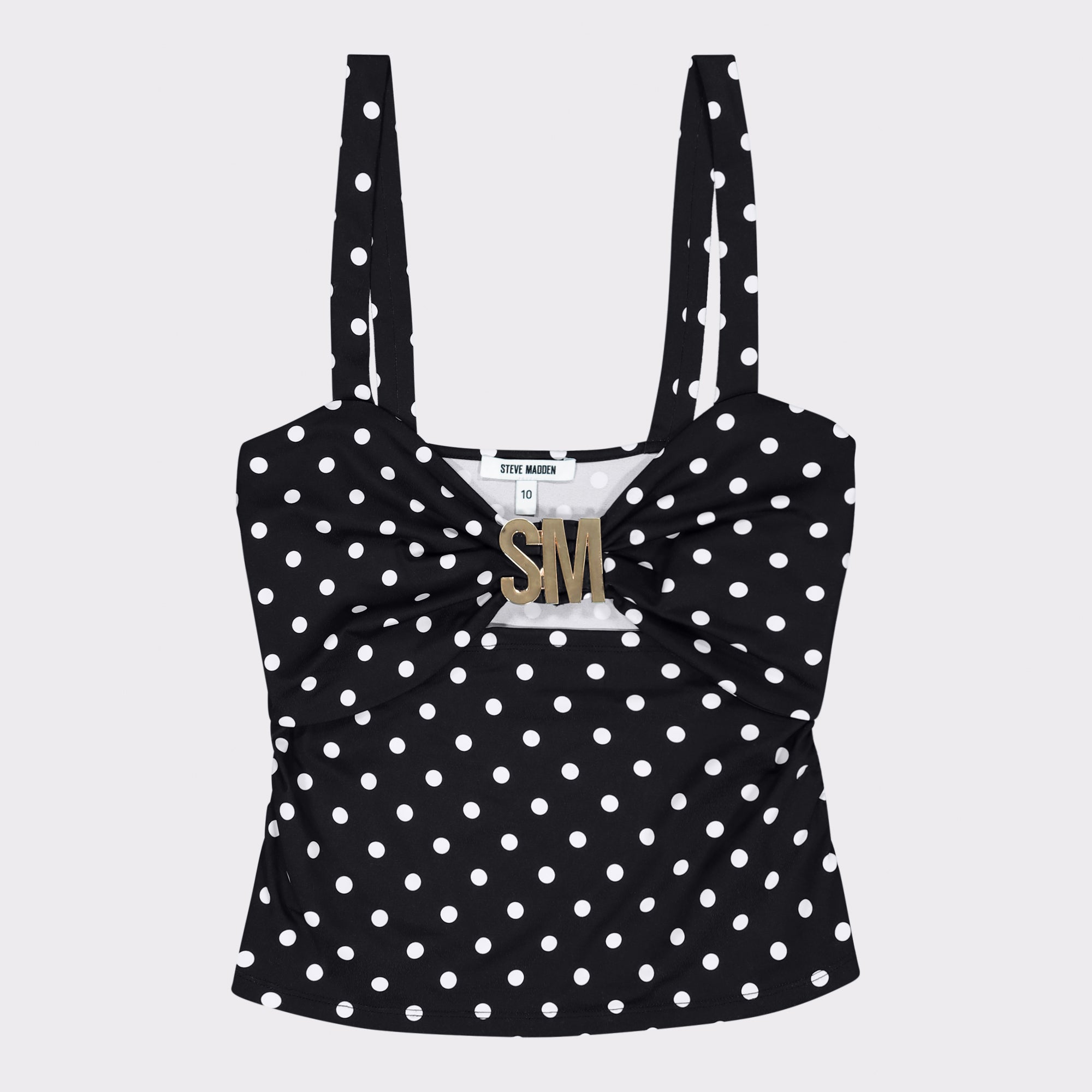 MARIA WHITE/BLACK  STRAPPY TOP WITH SM BUCKLE