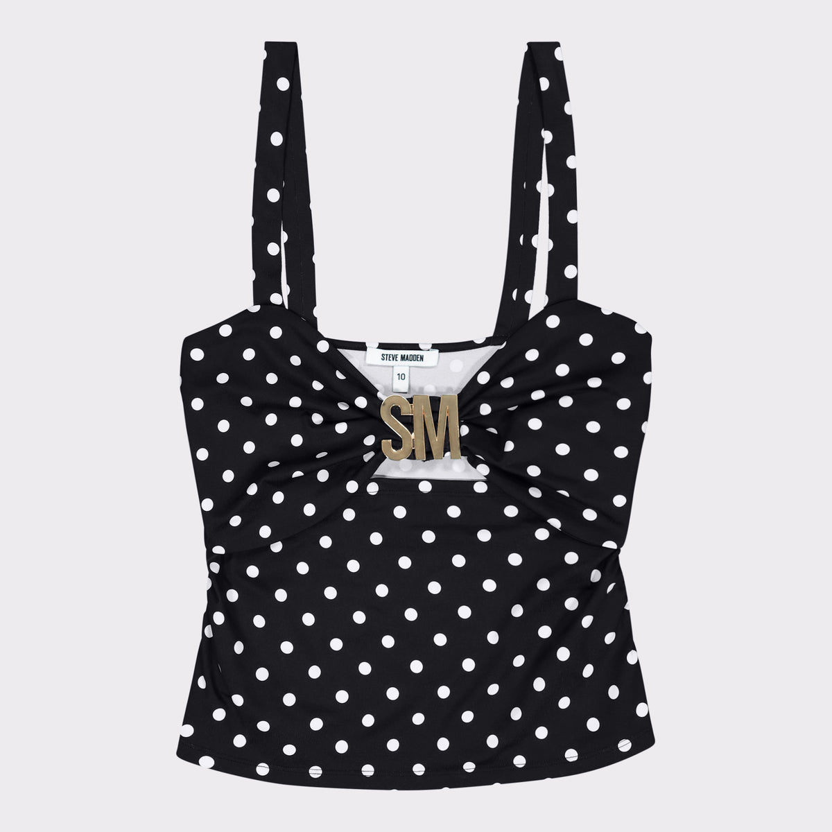 MARIA WHITE/BLACK  STRAPPY TOP WITH SM BUCKLE