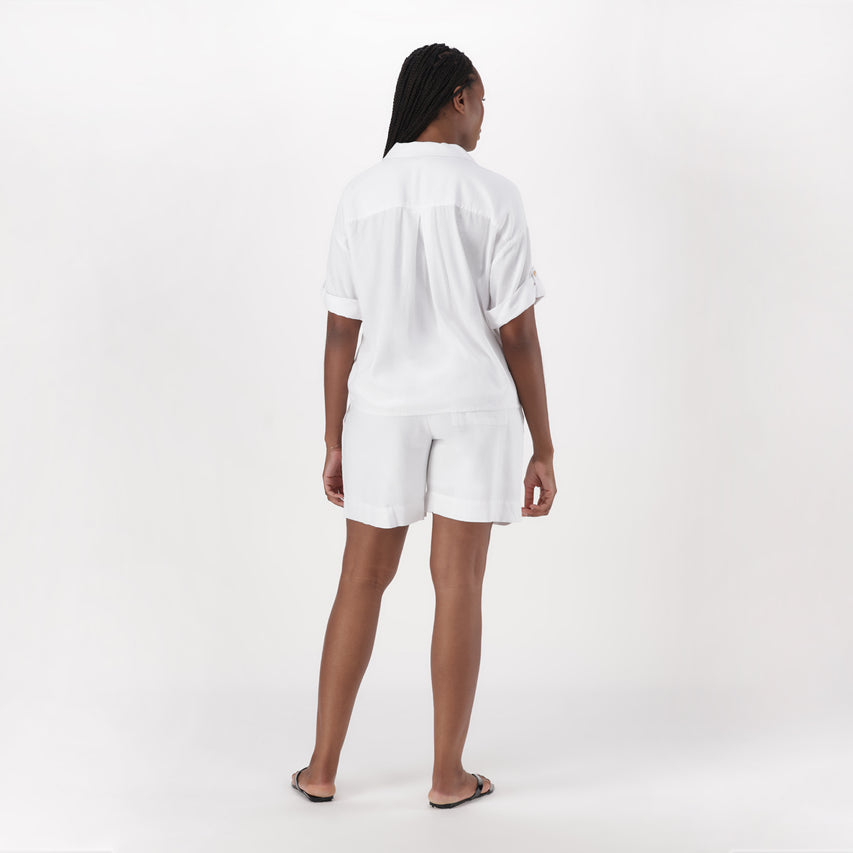 MATILDA WHITE SHORT SLEEVE LINEN SHIRT - view 4
