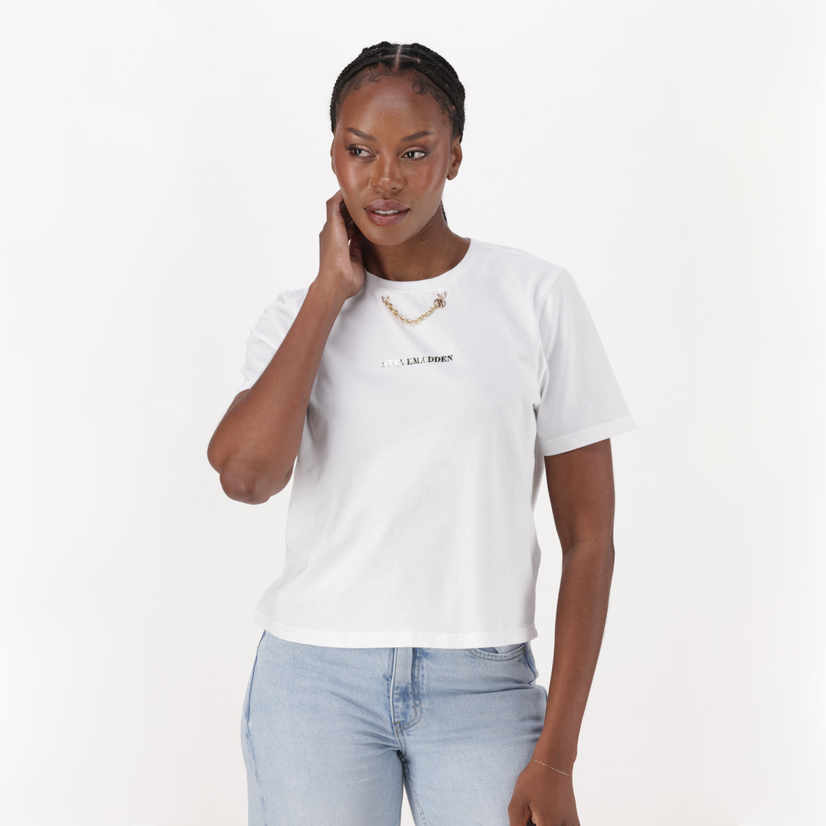 ALLISON WHITE T-SHIRT WITH CHAIN