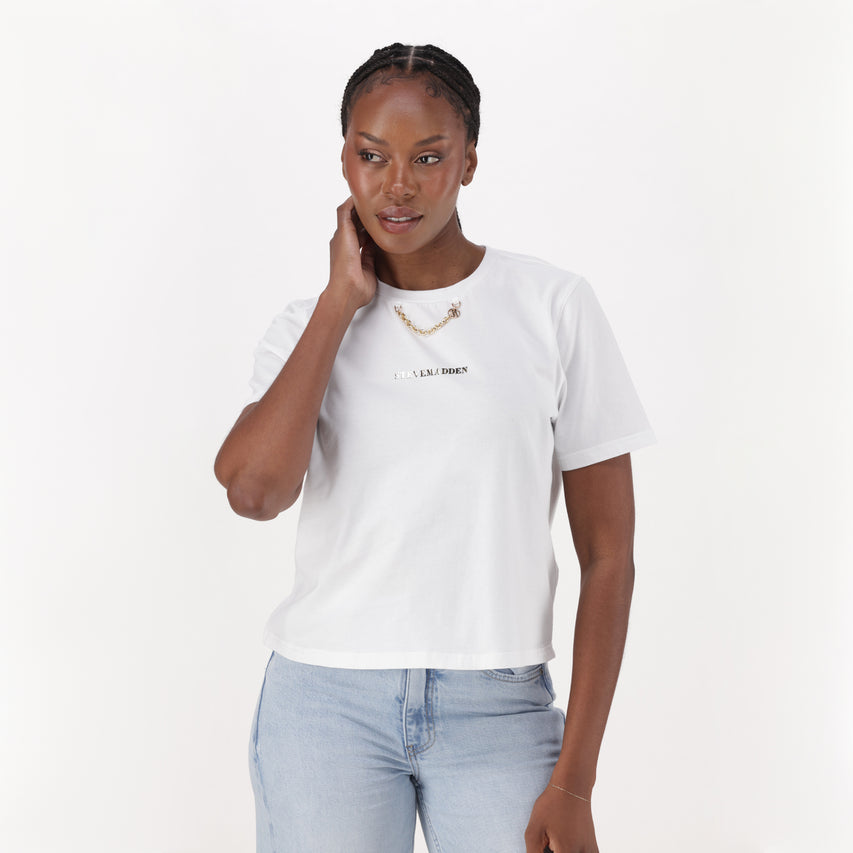 ALLISON WHITE T-SHIRT WITH CHAIN