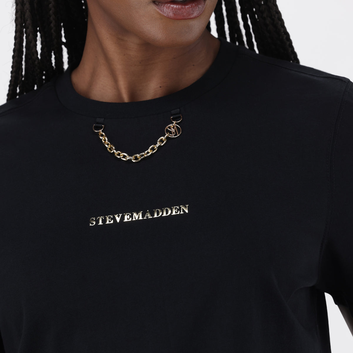 ALLISON BLACK T-SHIRT WITH CHAIN - view 2
