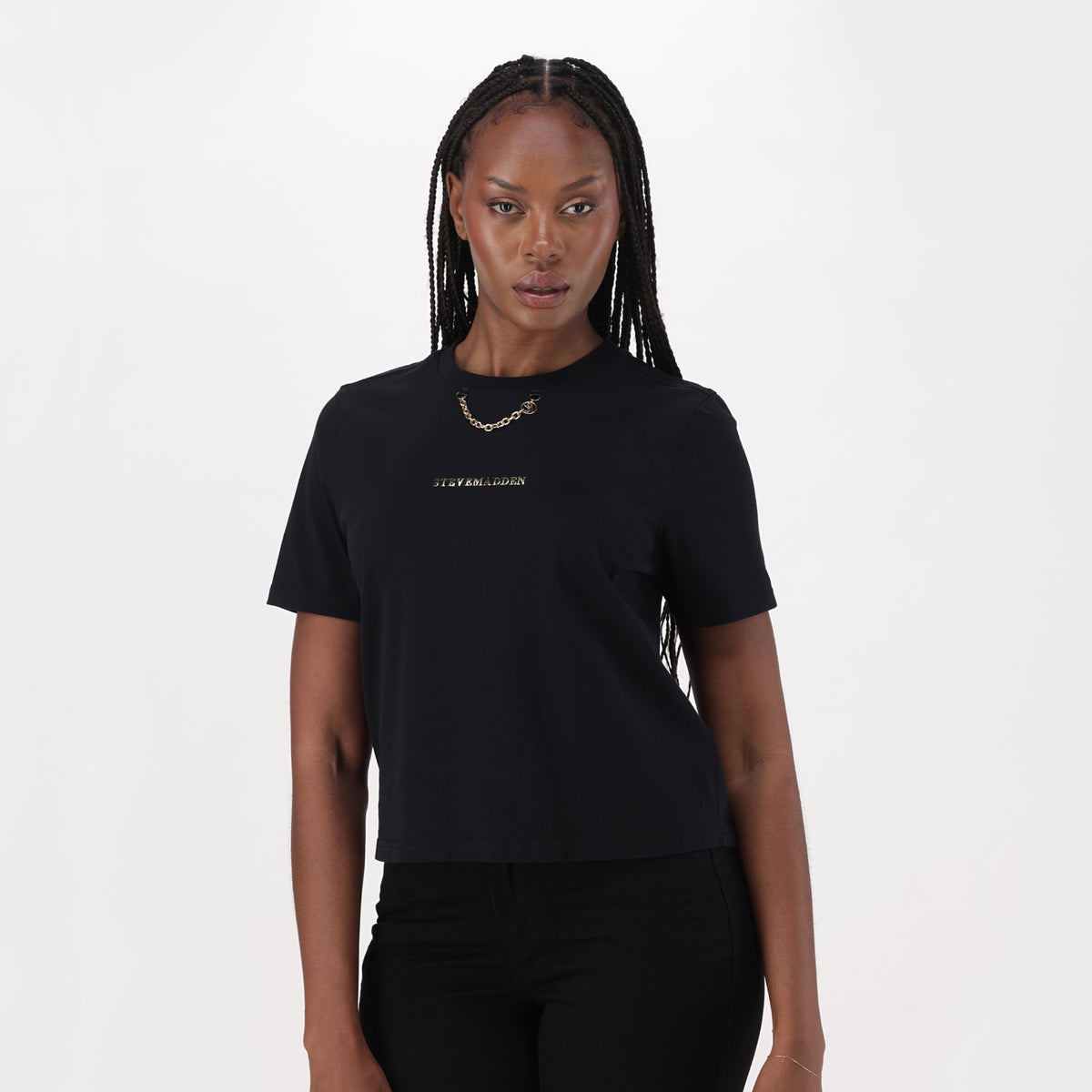 ALLISON BLACK T-SHIRT WITH CHAIN