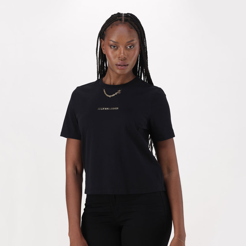 ALLISON BLACK T-SHIRT WITH CHAIN