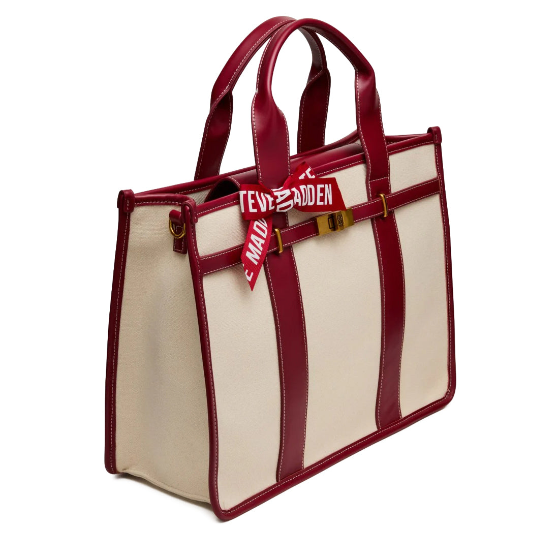 BWEBBER-LRG CANVAS NATURAL/CRANBERRY – Steve Madden South Africa