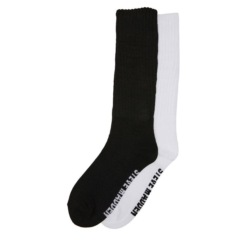 2 PACK RIB SLOUCH SOCK BLACK WHITE