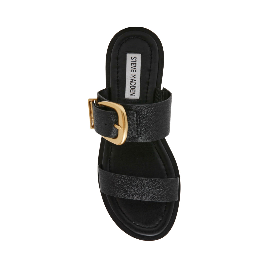 Flat Sandals Madden Girl Fancy Slide STRIDER BLACK LEATHER