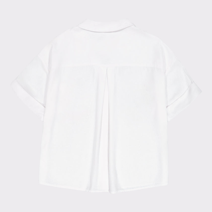 MATILDA WHITE SHORT SLEEVE LINEN SHIRT - view 7