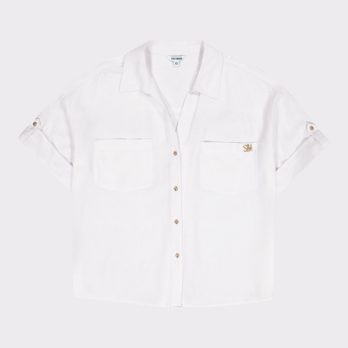 MATILDA WHITE SHORT SLEEVE LINEN SHIRT - view 6