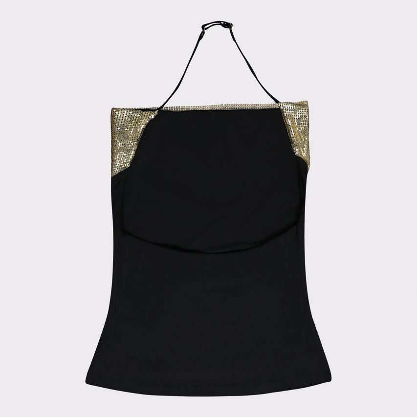KELSEY BLACK HALTER NECK TOP WITH METAL TRIM - view 6