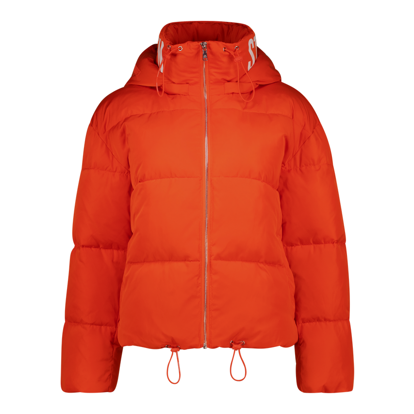 NASH TANGERINE CROPPED PUFFER WITH DETACHABLE HOOD