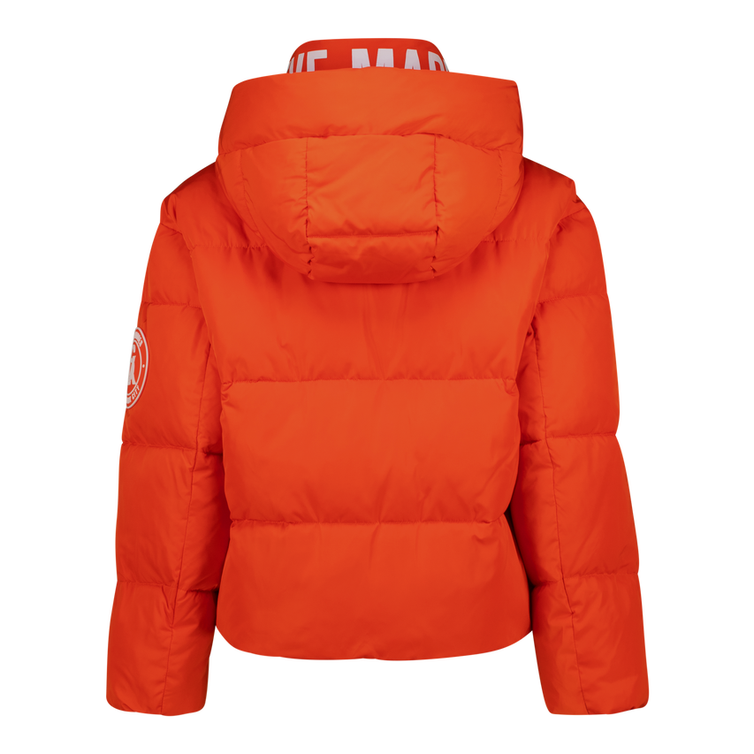NASH TANGERINE CROPPED PUFFER WITH DETACHABLE HOOD