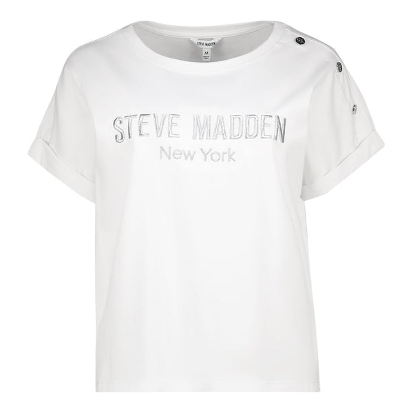 BLAIRE WHITE SM LOGO TEE WITH POPPERS