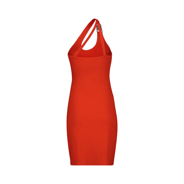 SCARLET RED A-SYMETRICAL STRAPPY DRESS